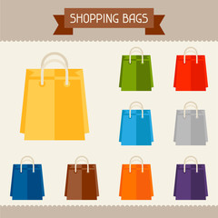 Wall Mural - Shopping bags colored templates for your design in flat style.