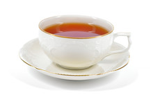 Black Tea In A Porcelain Cup.