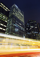 Hong Kong city with traffic trail