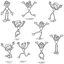 Happy Stickman Jumping And Celebrating