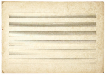 grungy blank paper sheet for musical notes