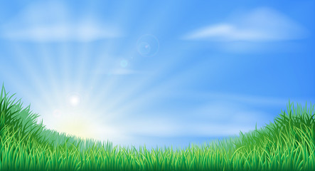 Wall Mural - Countryside field and sun rise background