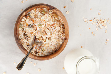 Canvas Print - muesli with milk