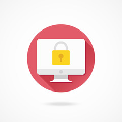 Wall Mural - vector computer display security icon