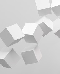 Wall Mural - 3d rendering of white cubes