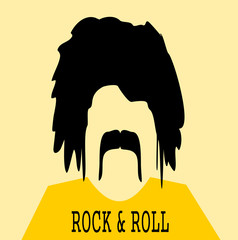 Wall Mural - rock and roll man with bushy hair and mustache