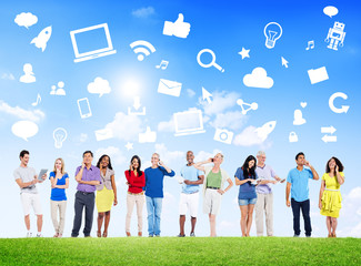 Wall Mural - Group Of Multi-Ethnic People Social Networking