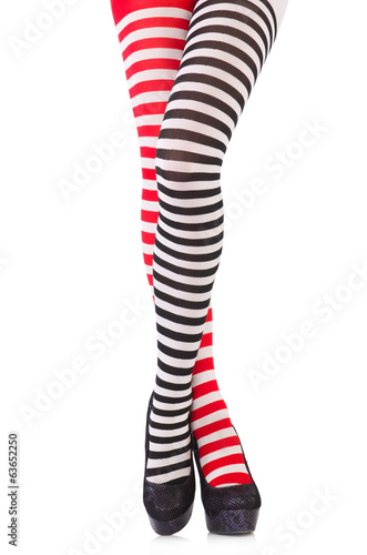 Obraz w ramie Striped leggings isolated on the white