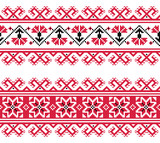 Ukrainian, Slavic red and grey traditional seamless folk pattern