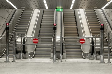 Moving escalator in the business center