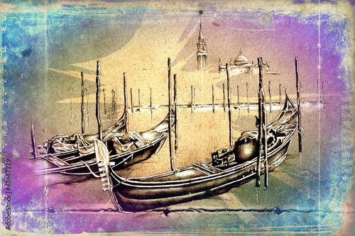 Fototapeta do kuchni antique boat sea drawing handmade