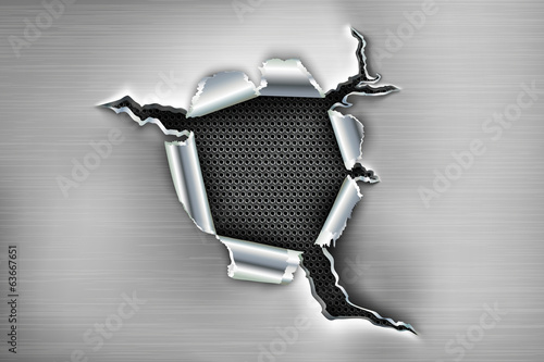 Fotografía ragged hole in the metal