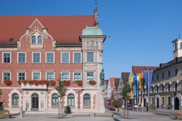 Fototapete - Allgäu, Mindelheim, Marienplatz, Rathaus, Maximilianstraße