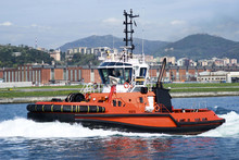 The Tugboat In Genoa Harbour, Italy