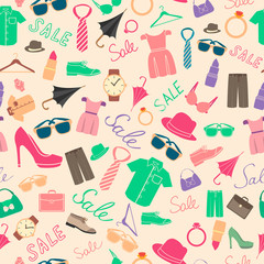 Poster - Fashion and clothes accessories seamless pattern