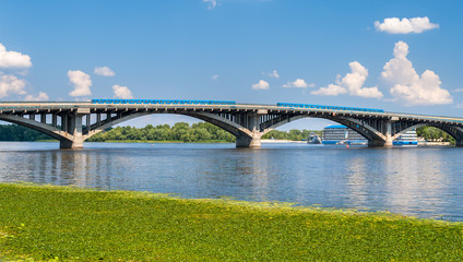 Poster - Trains on Metro Bridge over Dnieper in Kyiv, Ukraine