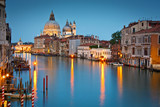 Fototapeta Zachód słońca - Grand Canal and Basilica at dusk, Venice, Italy.
