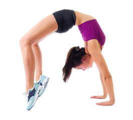 Canvas Print - Sporty girl doing gymnastic exercises