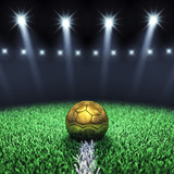 Fototapeta Sport - Soccer arena and golden ball , Football stadium