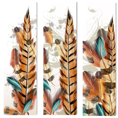 Poster - Set of business cards with realistic ferns