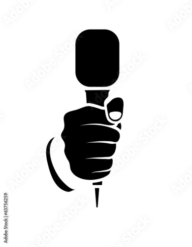 Fotografie, Obraz hand with a microphone on a white background