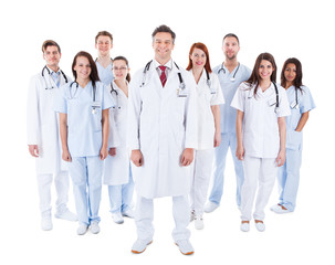 Wall Mural - Large diverse group of medical staff in uniform