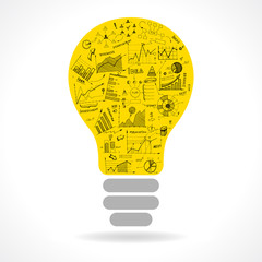 Sticker - Doodle idea lightbulb icon with infographics charts