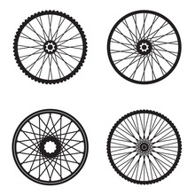 Bicycle Wheels Isolated On White Background, Vector Format