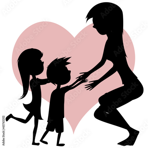 Download Hug Your Mom! Mom, son and daughter silhouettes. - Buy ...