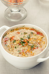 Wall Mural - Minestrone. Lentil soup in a bowl