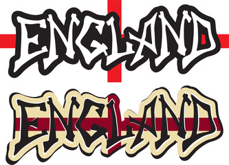 England word graffiti different style. Vector