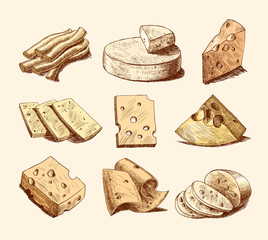 Wall Mural - Cheese sketch collection