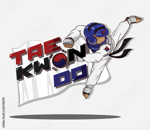 Naklejka samoprzylepna Sparing tayekwondo. 