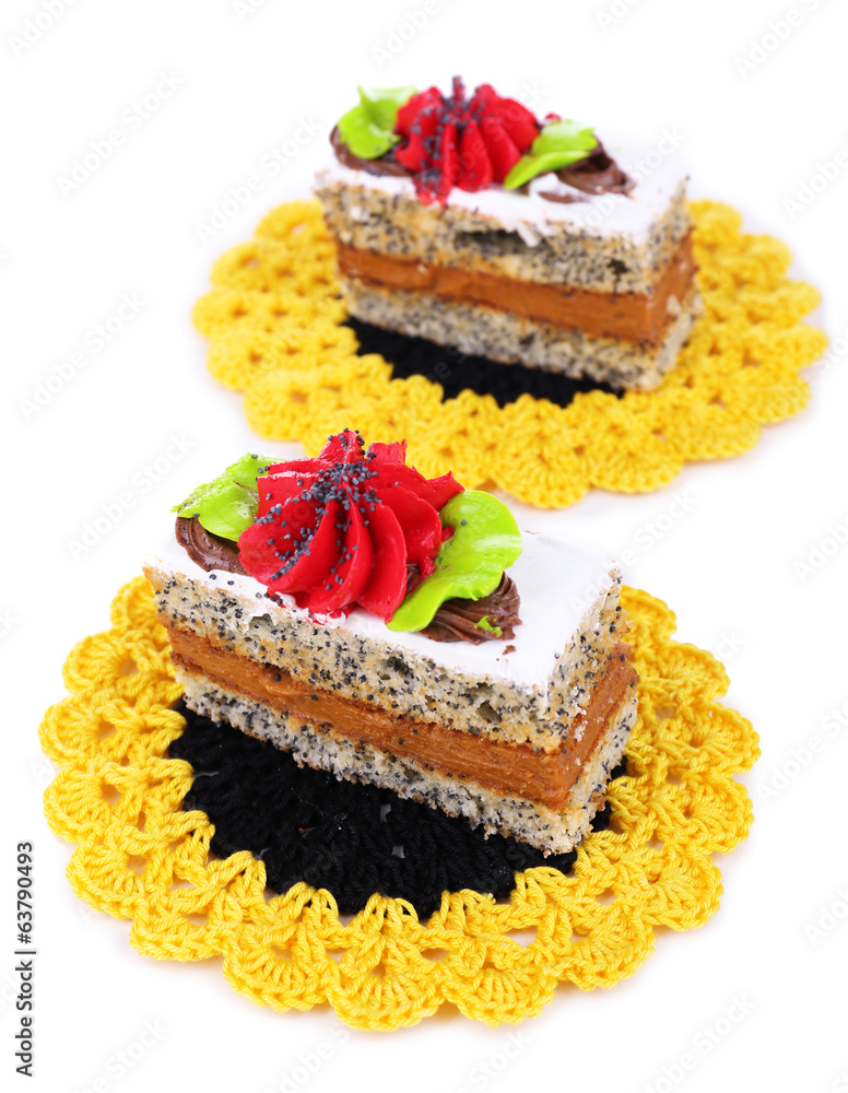 Tasty cakes isolated on white