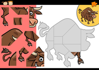 Wall Mural - cartoon bull jigsaw puzzle game