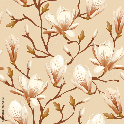 Nowoczesny obraz na płótnie Floral seamless pattern - magnolia