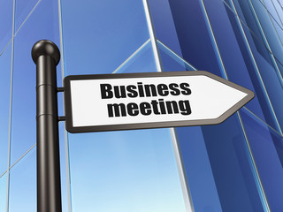 Business concept: sign Business Meeting on Building background