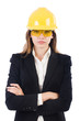 © Elnur - Pretty businesswoman with hard hat and in protective eyeglasses