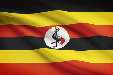 Wall Mural - Series of ruffled flags. Republic of Uganda.