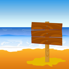 Wall Mural - wooden board on the beach vector