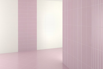 Wall Mural - empty modern bathroom with purple tiles