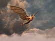 Hombre volando con alas artificiales