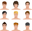 Different hairstyle men faces icons set