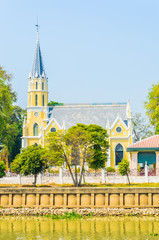 Sticker - Wat Niwet Thammaprawat Temple Church in ayutthaya Thailand