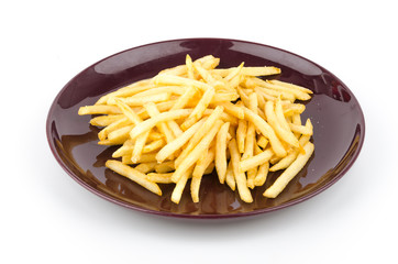 Sticker - French fries dish isolated white background