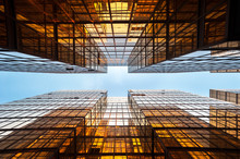 Symmetrical Mirrored Office Buildings, Hong Kong