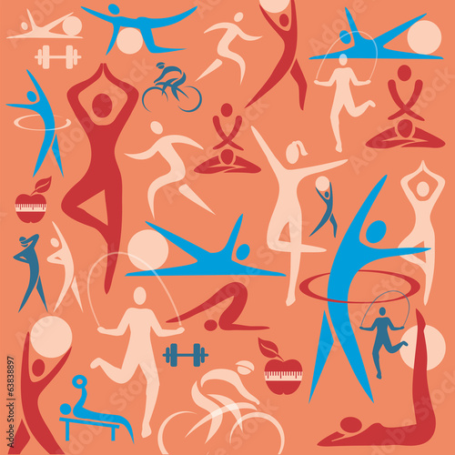 Naklejka dekoracyjna Fitness icons decorative background