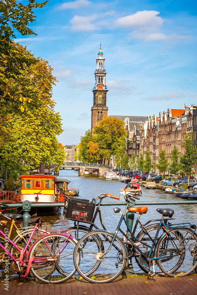 Prinsengracht canal in Amsterdam - obrazy, fototapety, plakaty 