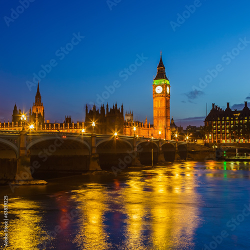 Obraz na płótnie canvas dwuczęściowy "dyptyk" Big Ben w nocy, Londyn