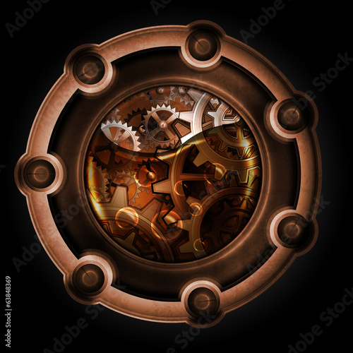 Obraz na płótnie canvas czteroczęściowy "tetraptyk" Mechanizm abstrakcyjny steampunk. 